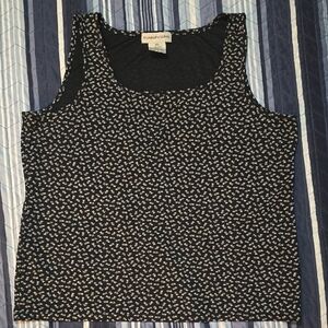 Evan Picone Black Tank Top with White Micro Print
